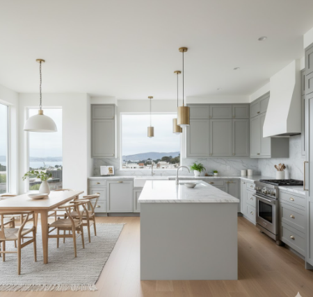 Bright Dove Grey Kitchen Cabinets