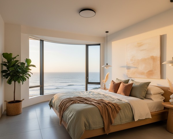 Cozy Modern Bedroom with Bay Views