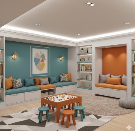 Cozy and Colorful Kids’ Lounge