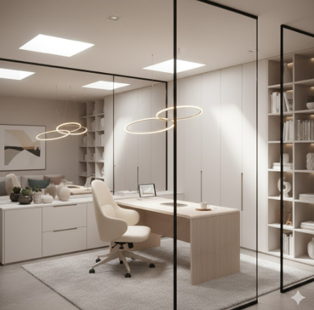 Elegant and modern basement office
