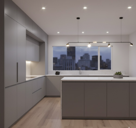 Matte Grey Finish Cabinets