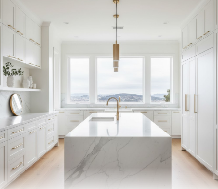 Minimalist White Kitchens with a Touch of Gold