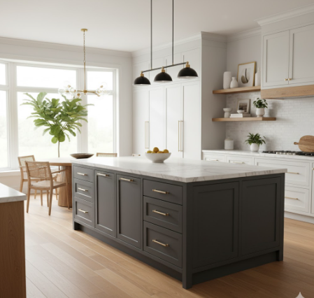 Two-Tone Grey and White Kitchen Cabinets