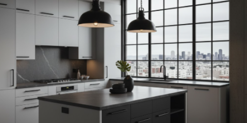 Grey Cabinets with Black Hardware Accents