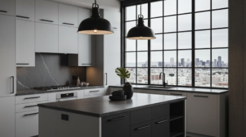 Grey Cabinets with Black Hardware Accents