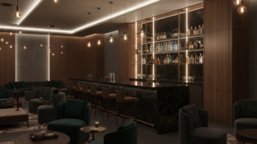 High-end modern basement cocktail lounge